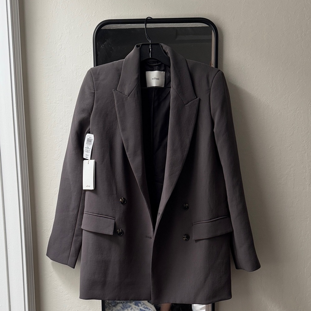Wilfred Charcoal Double-Breasted Blazer